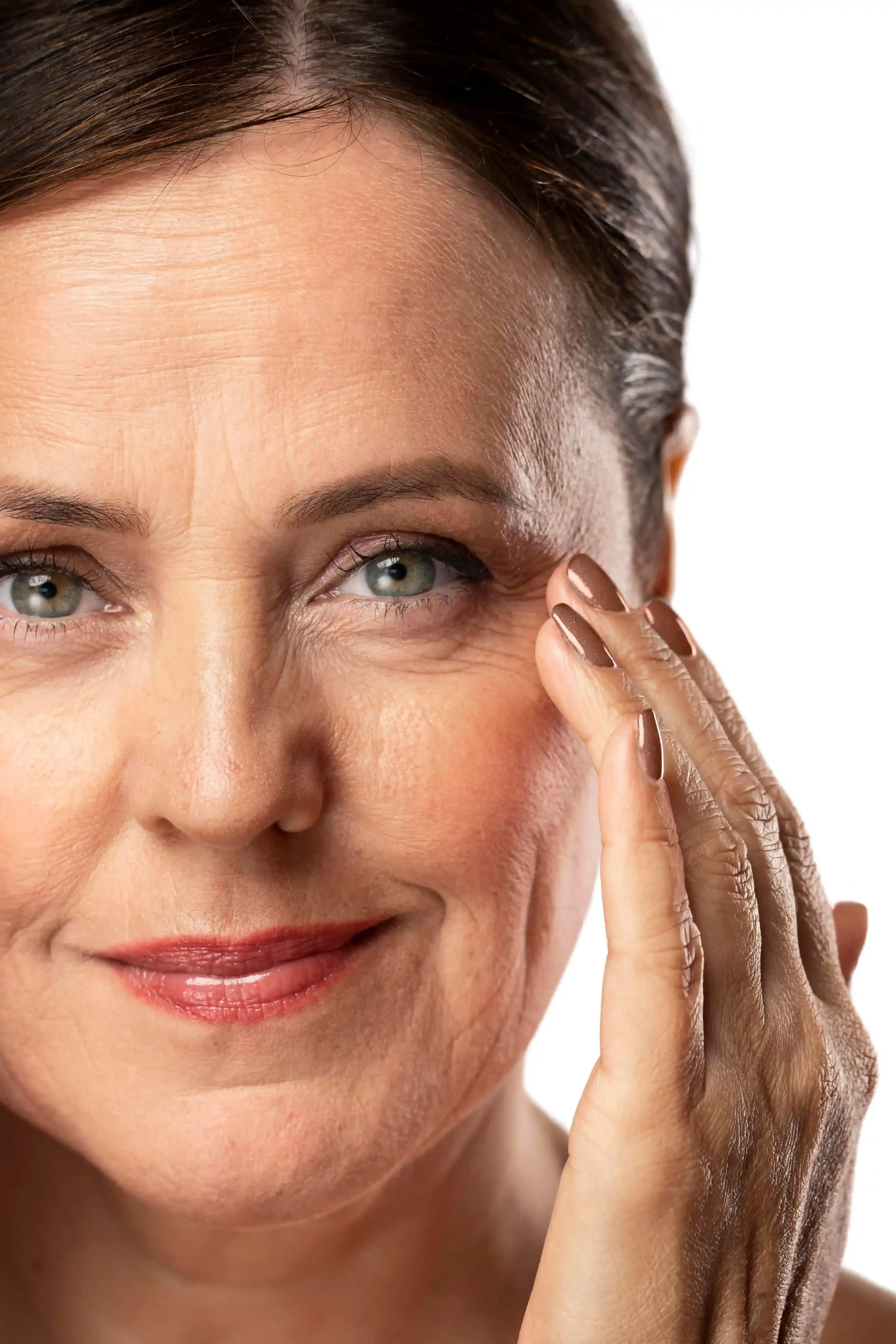 Close-up of fine lines around the outer eye corners at Healthy Enhancements Wellington