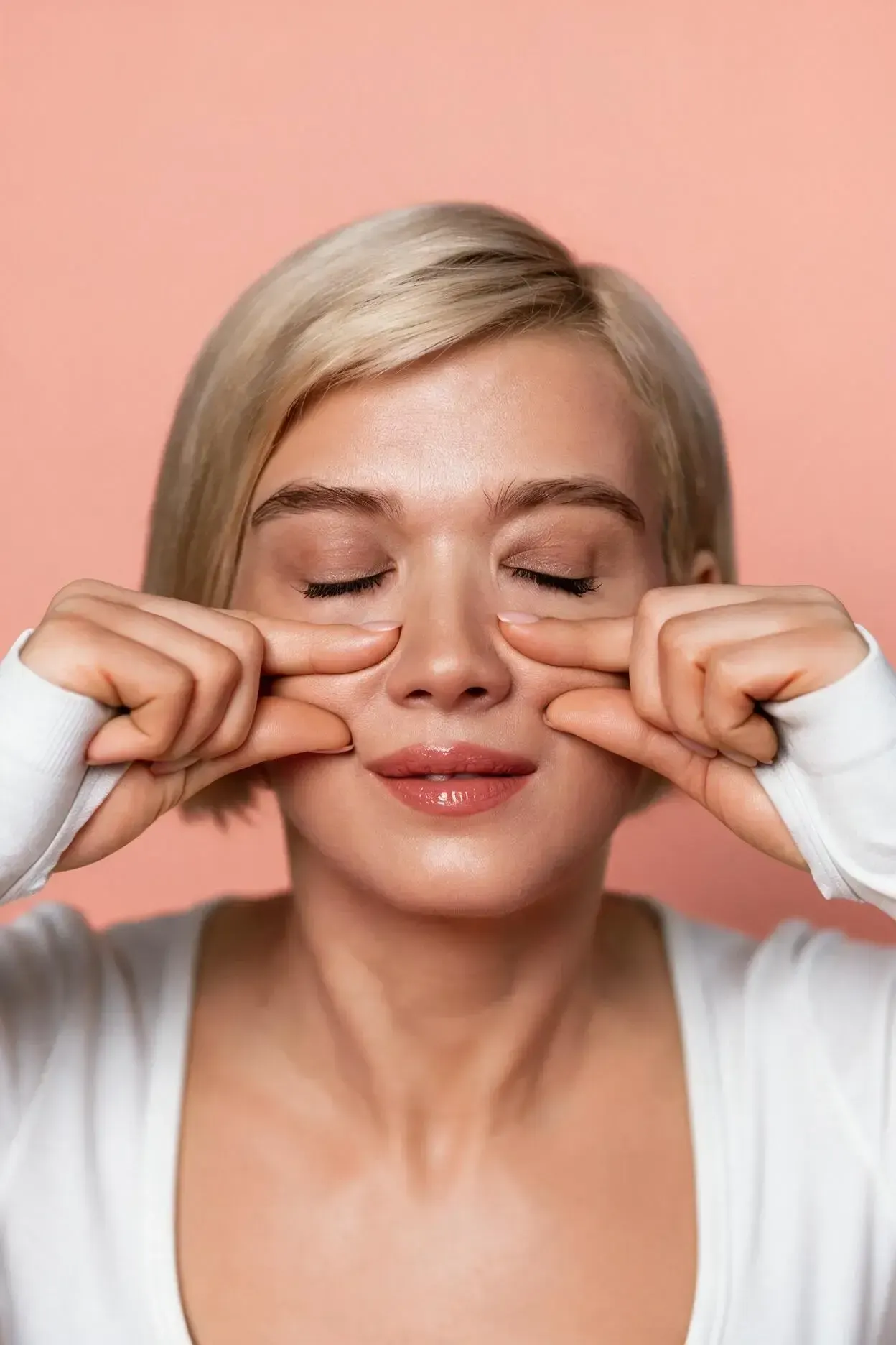 Woman noticing her smile lines at Healthy Enhancements Wellington FL