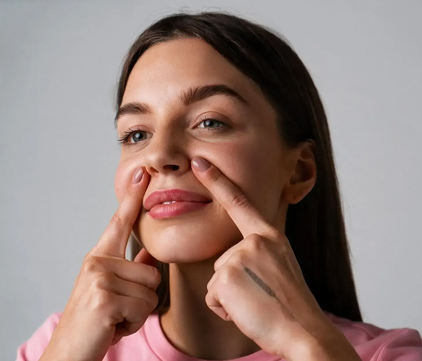 Illustration of midface volume loss creating smile lines at Healthy Enhancements Wellington FL